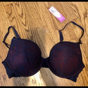 Push-up plunge bra deep lapiz/rich garnet